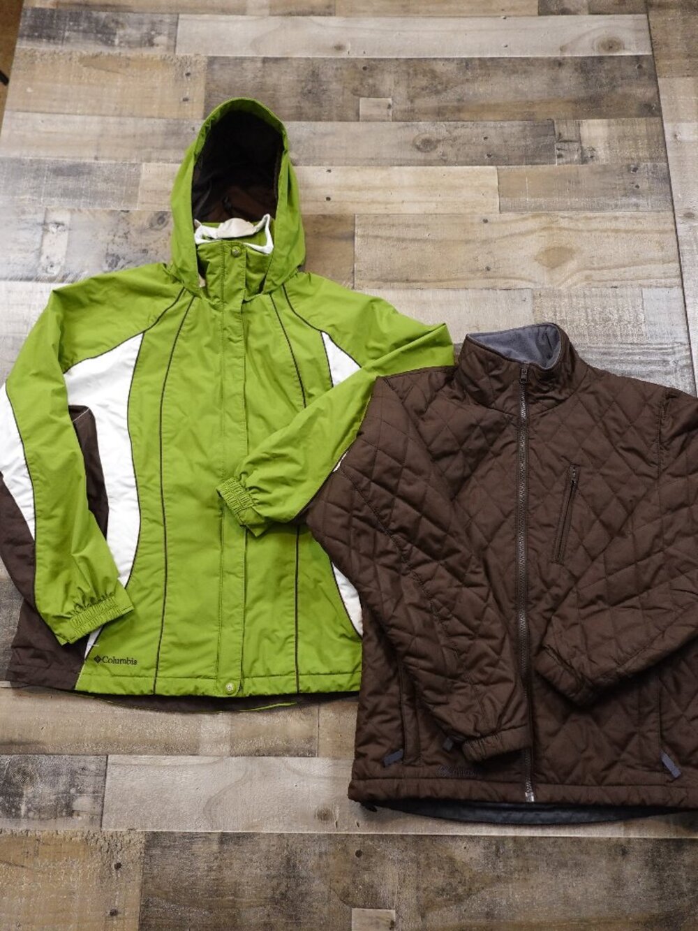 Columbia Interchange 3-in-1 Jacket Women’s Small Green Brown Waterproof Winter